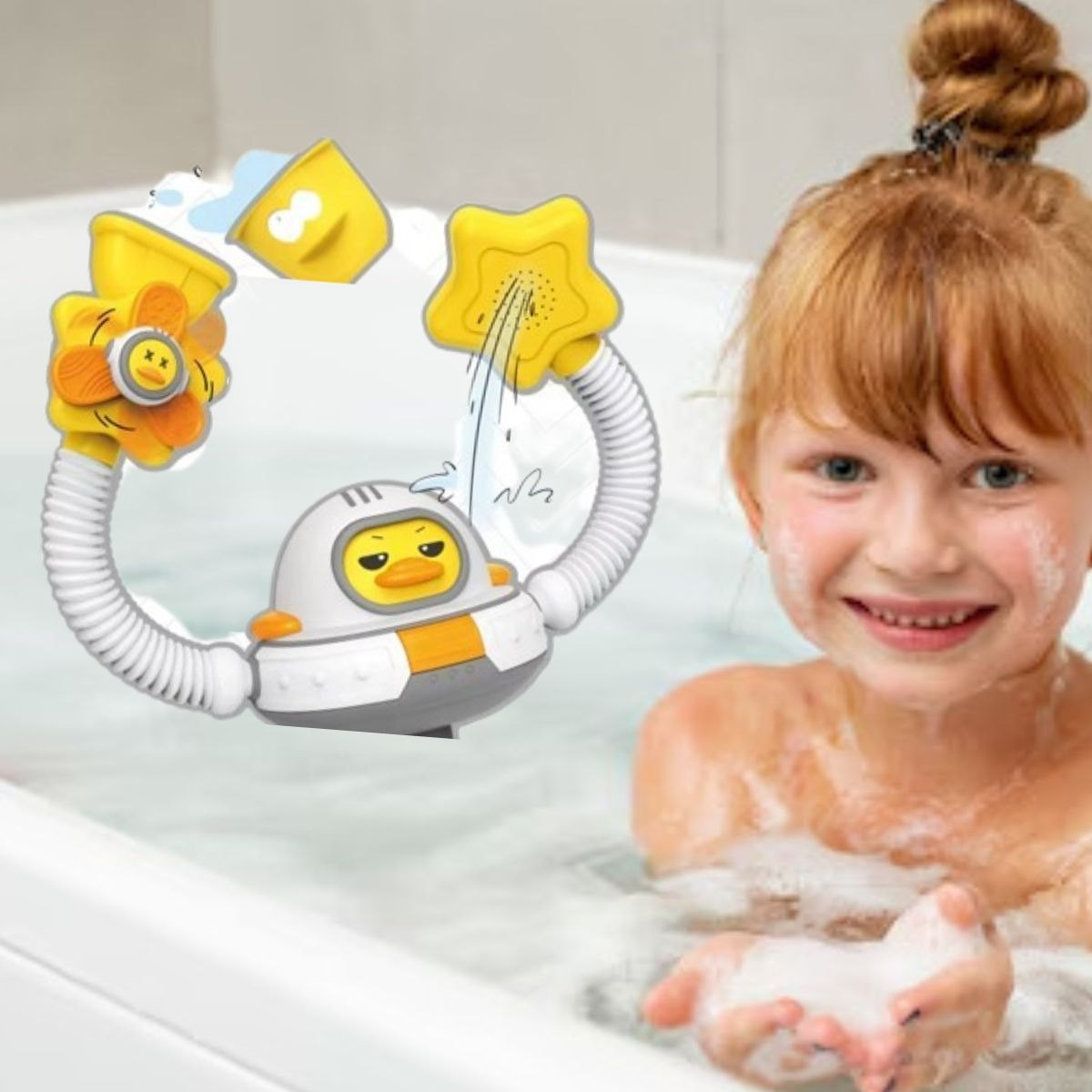 JUGUETE REGADERA BAÑO DE PATO ASTRONAUTA DIVERTIDA BEBE LAU - 8