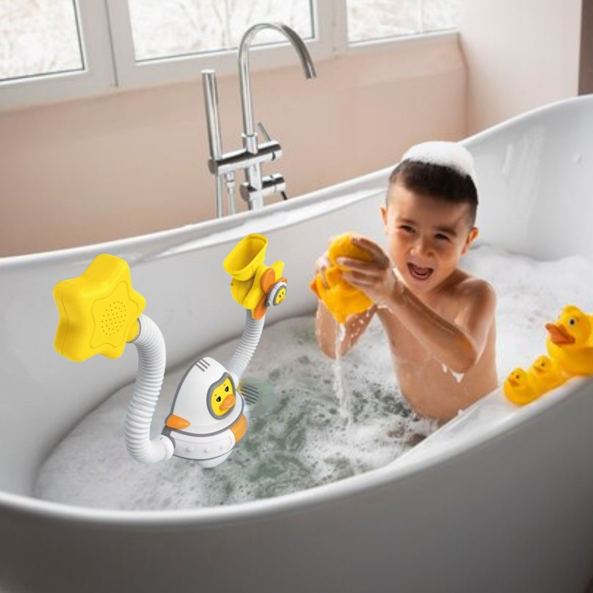 JUGUETE REGADERA BAÑO DE PATO ASTRONAUTA DIVERTIDA BEBE LAU - 9