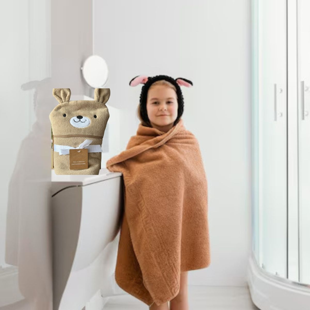 TOALLA DE BAÑO IINFANTIL + CAPUCHA SUAVE ABSORBENTE BEBE LAU - 10