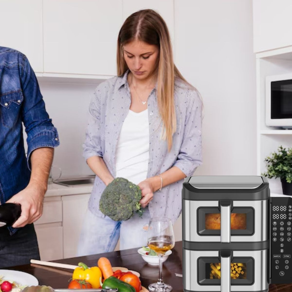 FREIDORA DE AIRE DUAL 12L DOBLE PANTALLA DIGITAL COCINA LAU - 8
