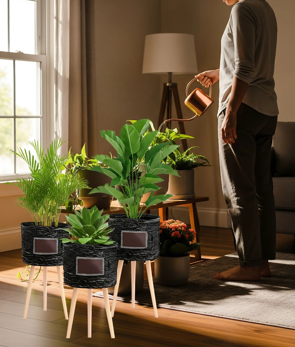 SET MACETEROS MODERNOS SOPORTE MACETAS JARDIN PATAS JHN - 4