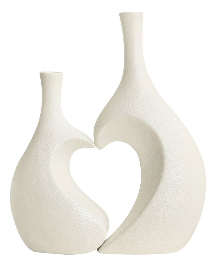 FLORERO JARRON DECORATIVO CORAZON TEXTURA HOGAR FLORES JHN - 1