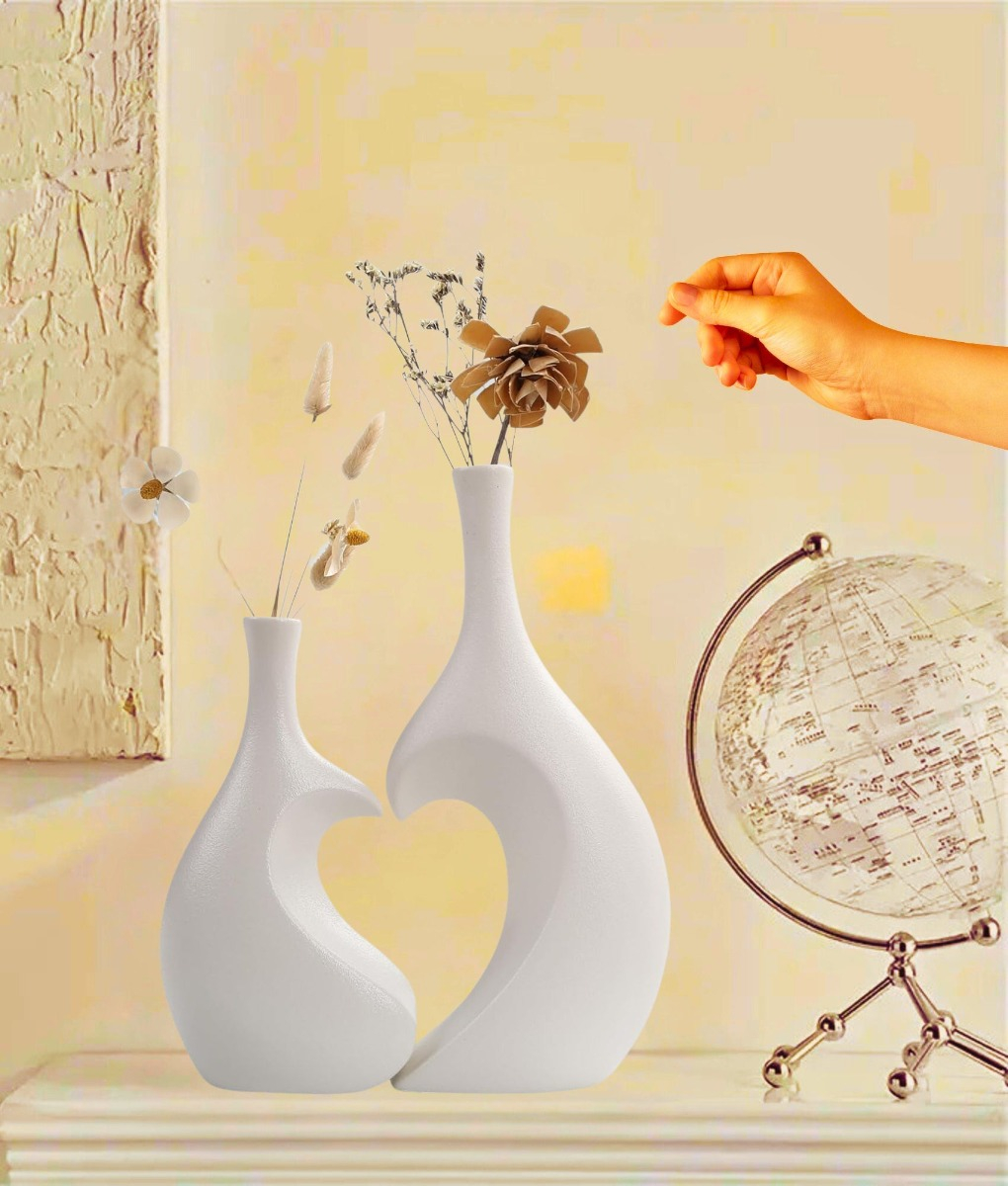 FLORERO JARRON DECORATIVO CORAZON TEXTURA HOGAR FLORES JHN - 3