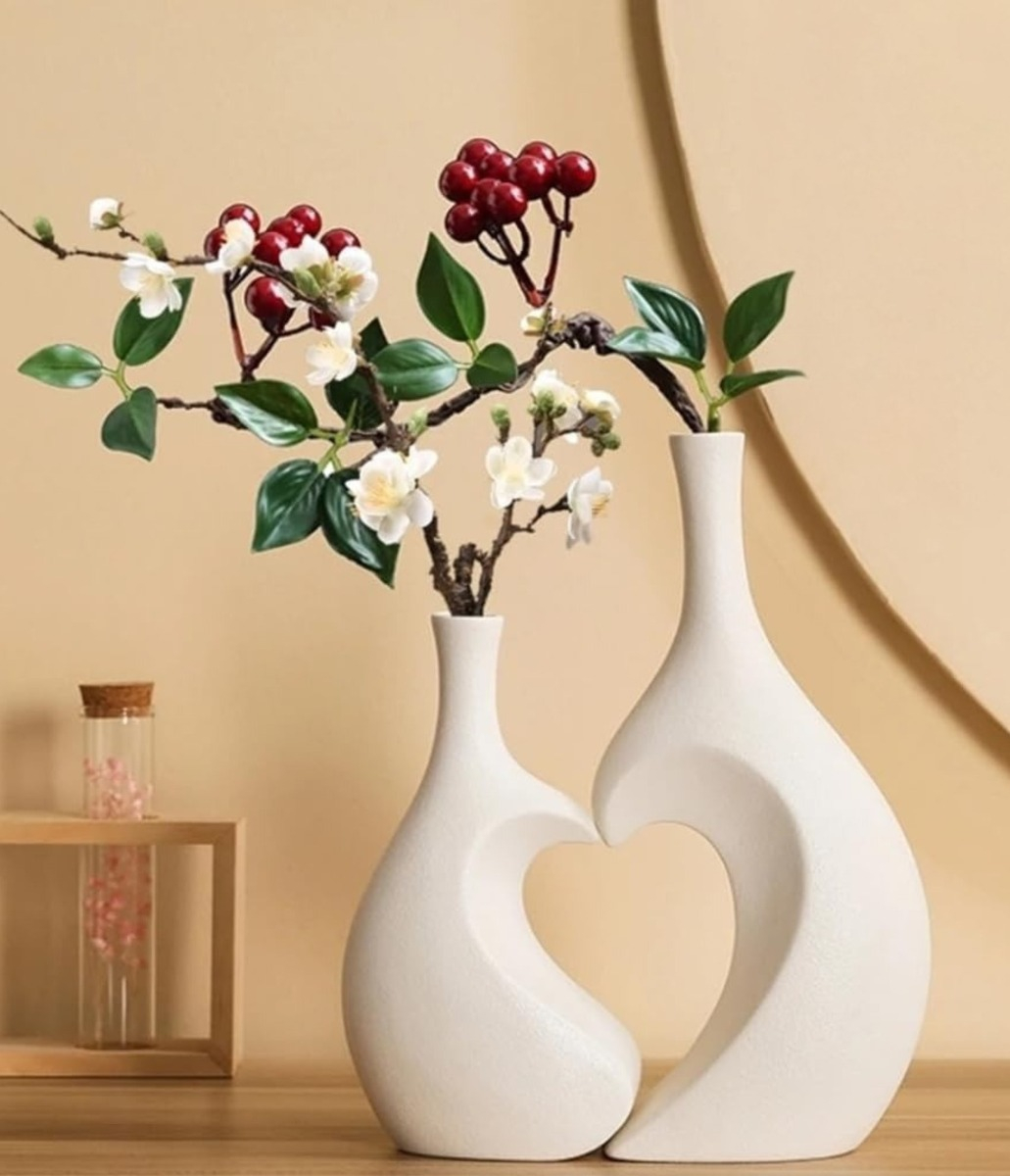 FLORERO JARRON DECORATIVO CORAZON TEXTURA HOGAR FLORES JHN - 5