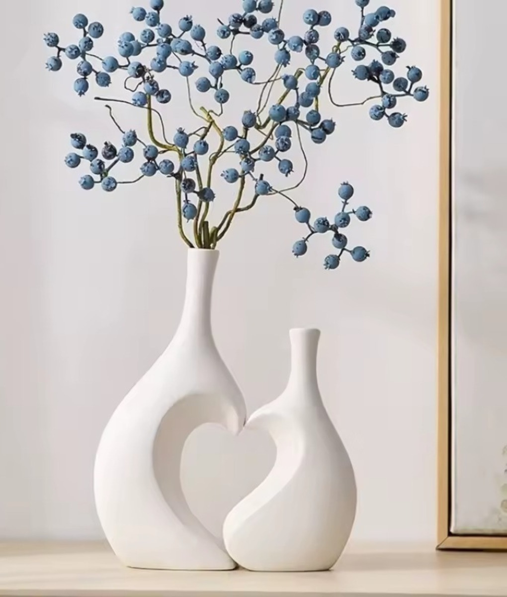 FLORERO JARRON DECORATIVO CORAZON TEXTURA HOGAR FLORES JHN - 8