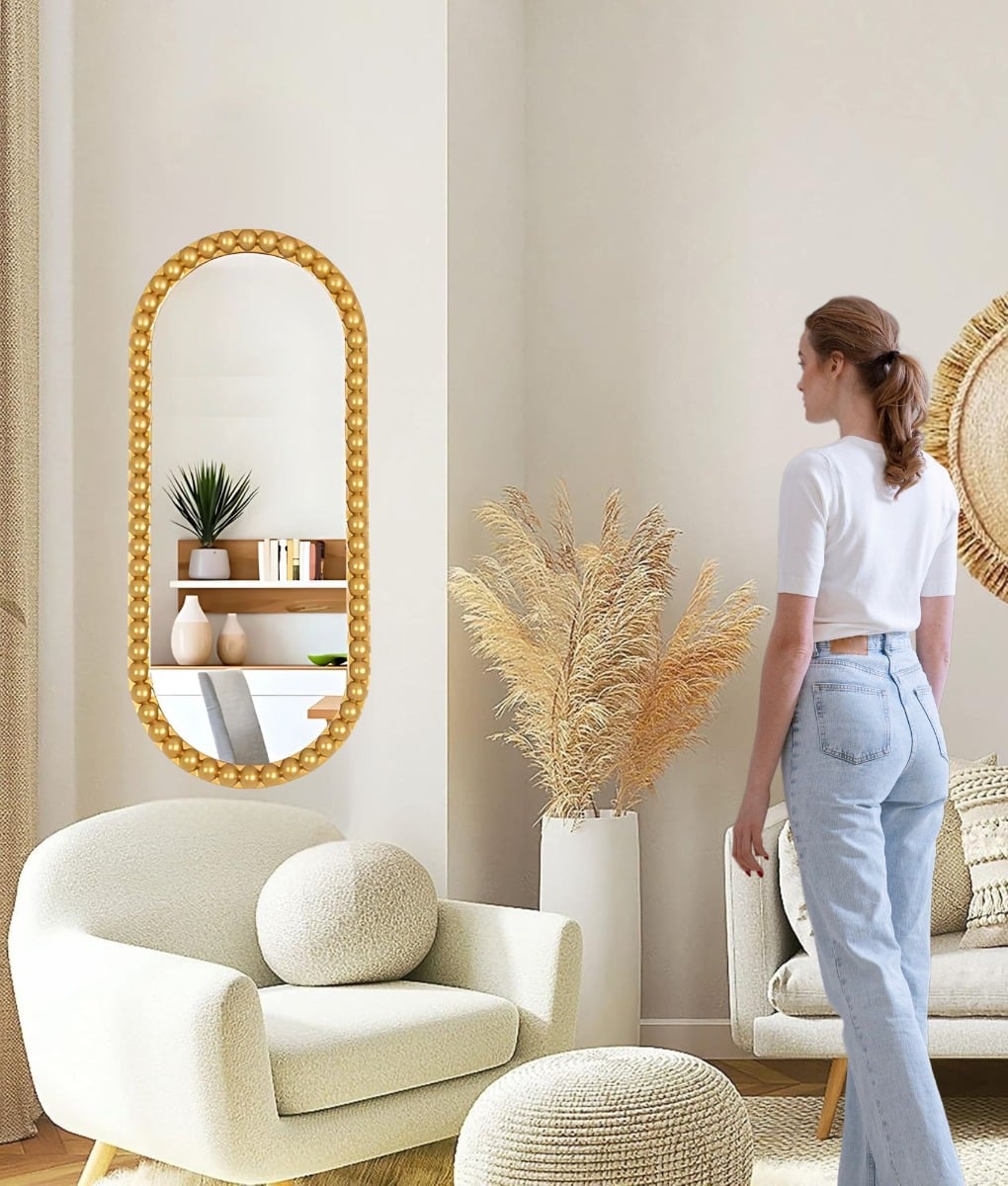 ESPEJO DECORATIVO PARED GLAMOUR MARCO BURBUJAS OVALADO JHN - 4