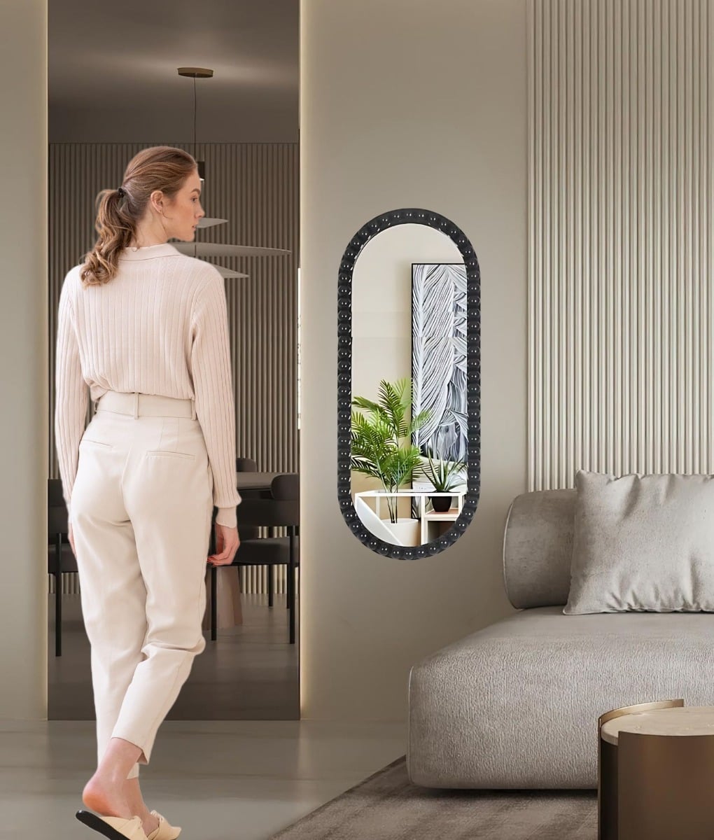 ESPEJO DECORATIVO PARED GLAMOUR MARCO BURBUJAS OVALADO JHN - 5