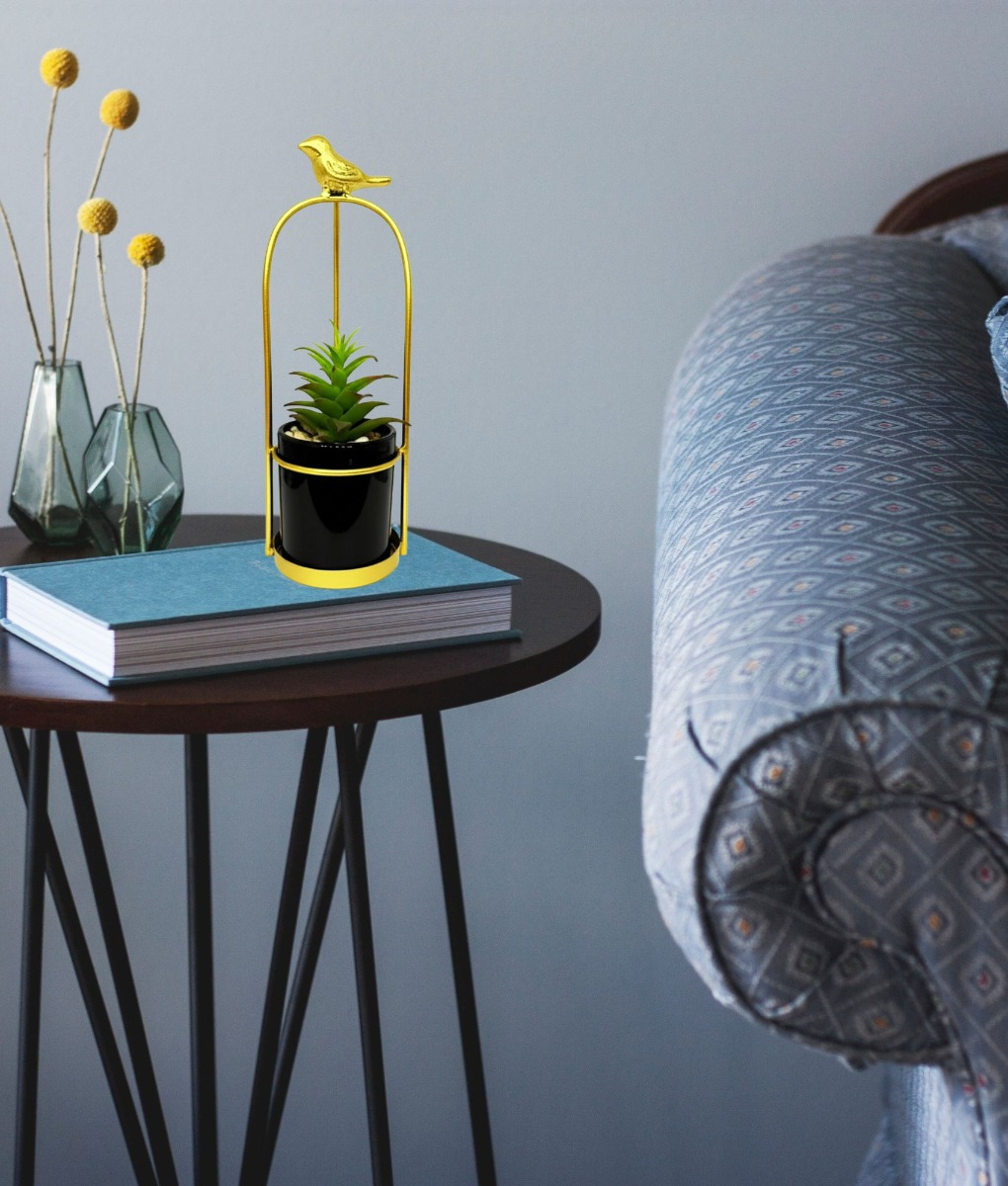 MACETA DECORATIVA JAULA PAJARO SOPORTE MESA JARDIN JHN - 9