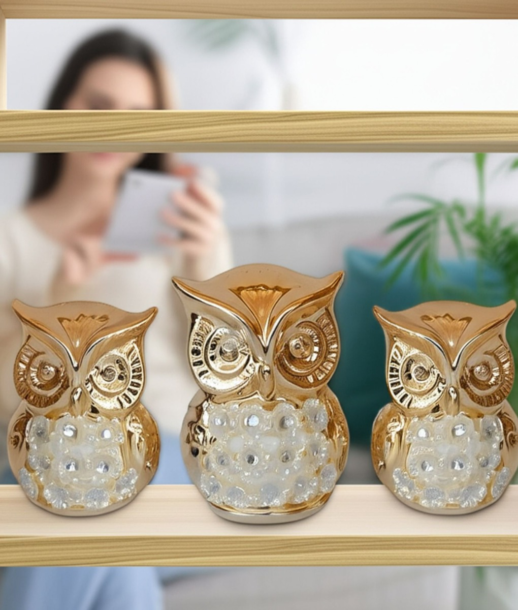SET BUHO FIGURA DECORATIVA HOGAR ELEGANTE SABIDURIA JHN - 5