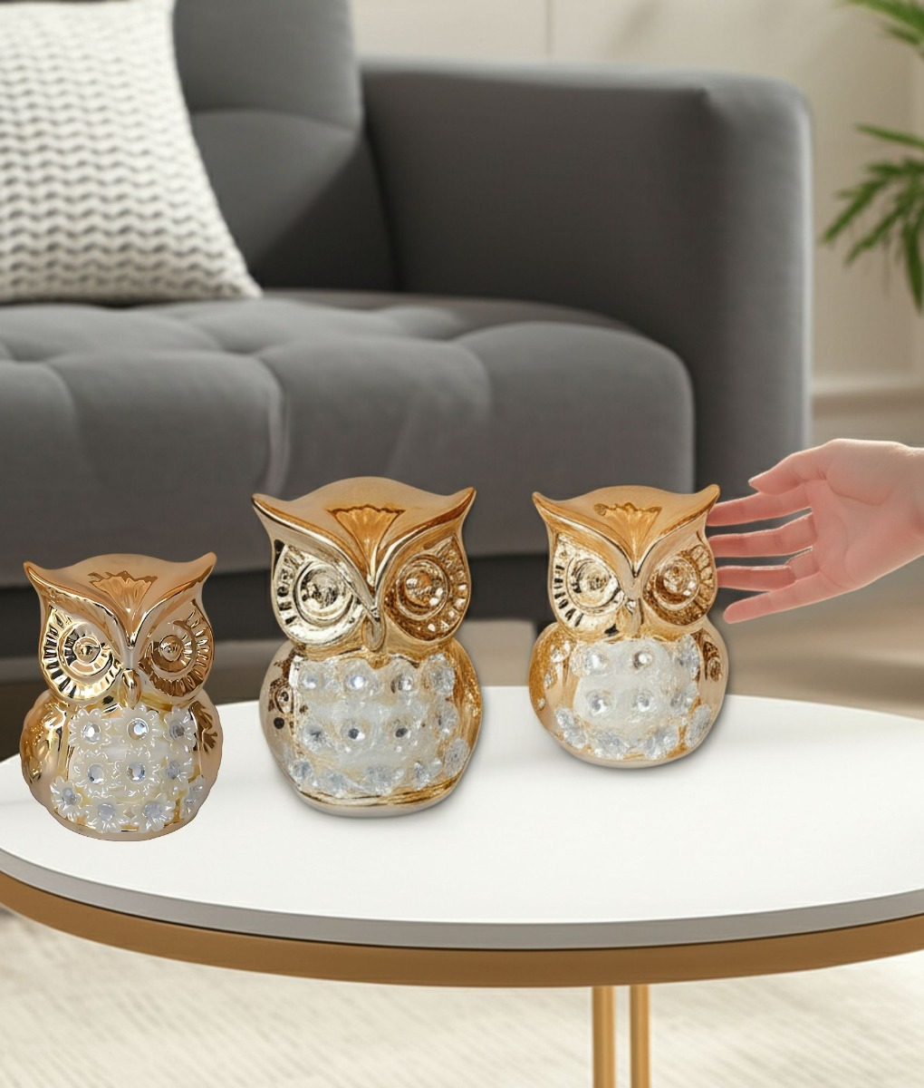 SET BUHO FIGURA DECORATIVA HOGAR ELEGANTE SABIDURIA JHN - 7