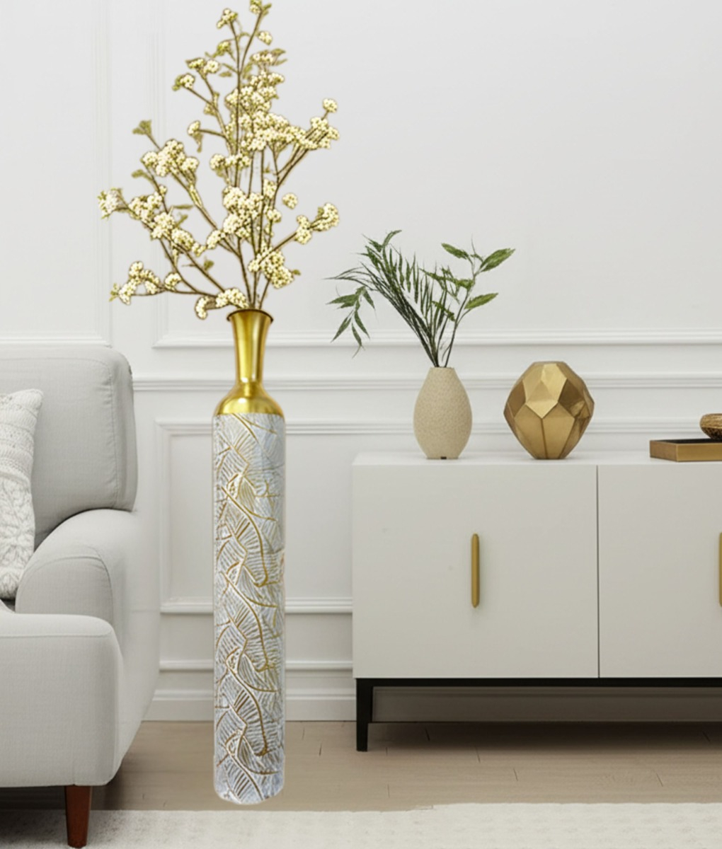 FLORERO DECORATIVO LUJO ALTO ELEGANTE TROPICAL HOGAR JHN - 2