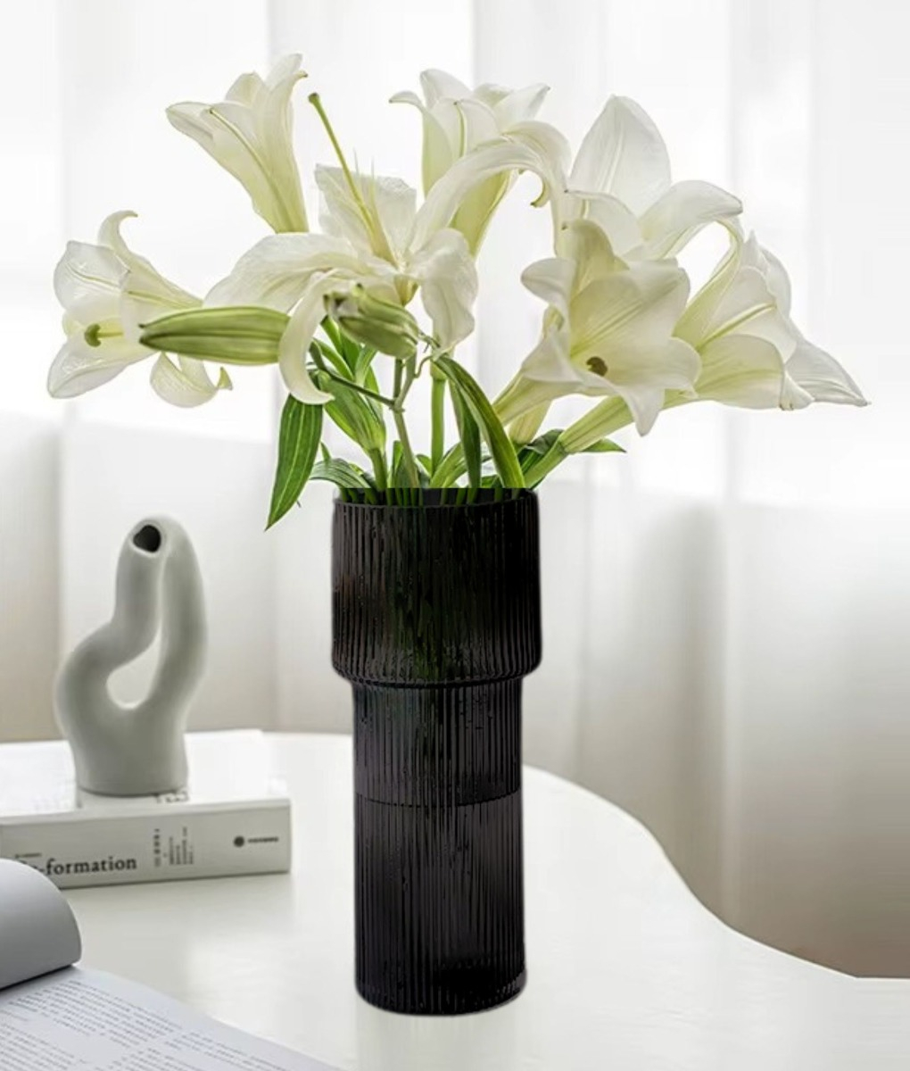 FLORERO DECORATIVO ACANALADO ELEGANTE MODERNO HOGAR JHN - 6