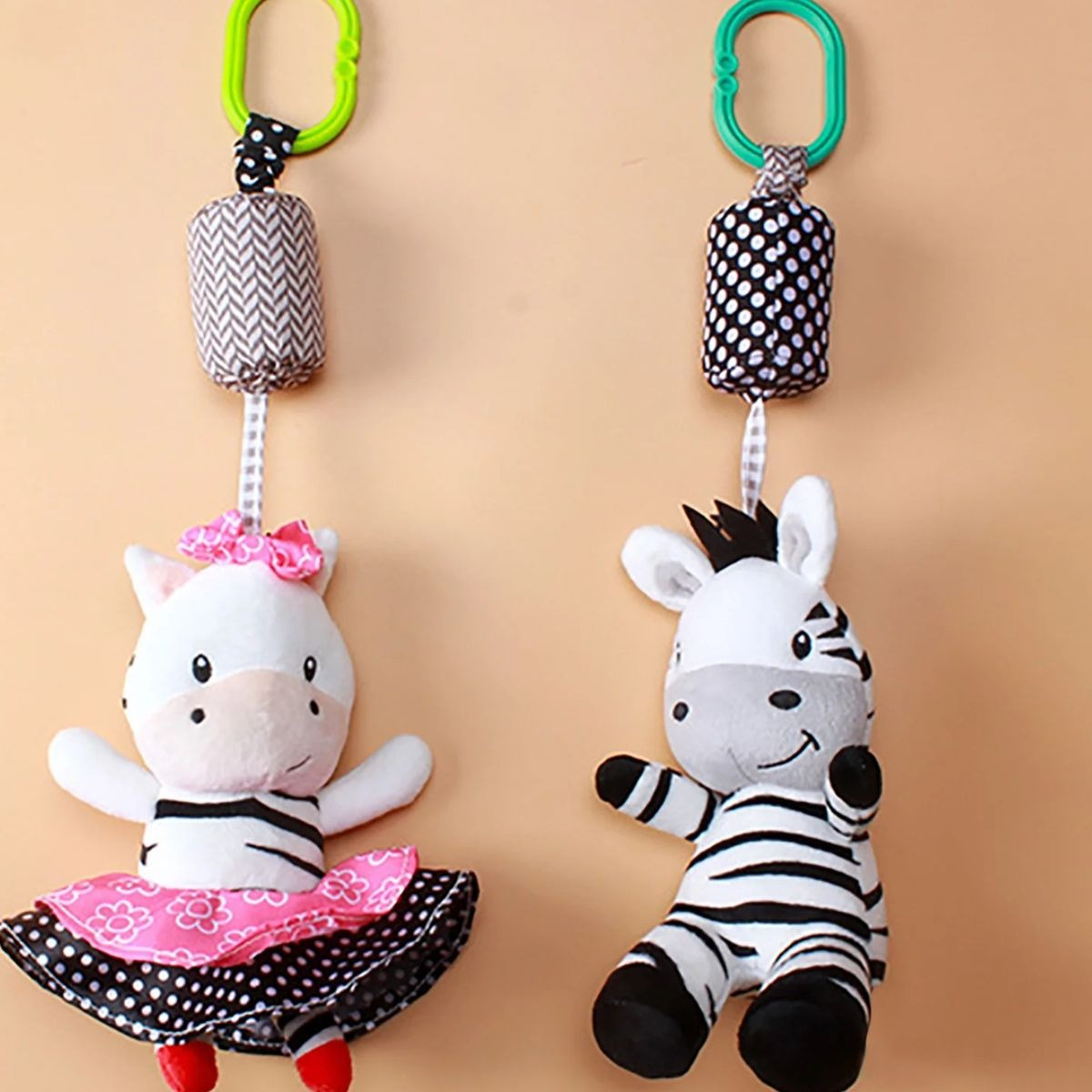 SET 2 SONAJEROS JUGUETE SENSORIAL PELUCHE COLGANTE BEBE LAU - 5