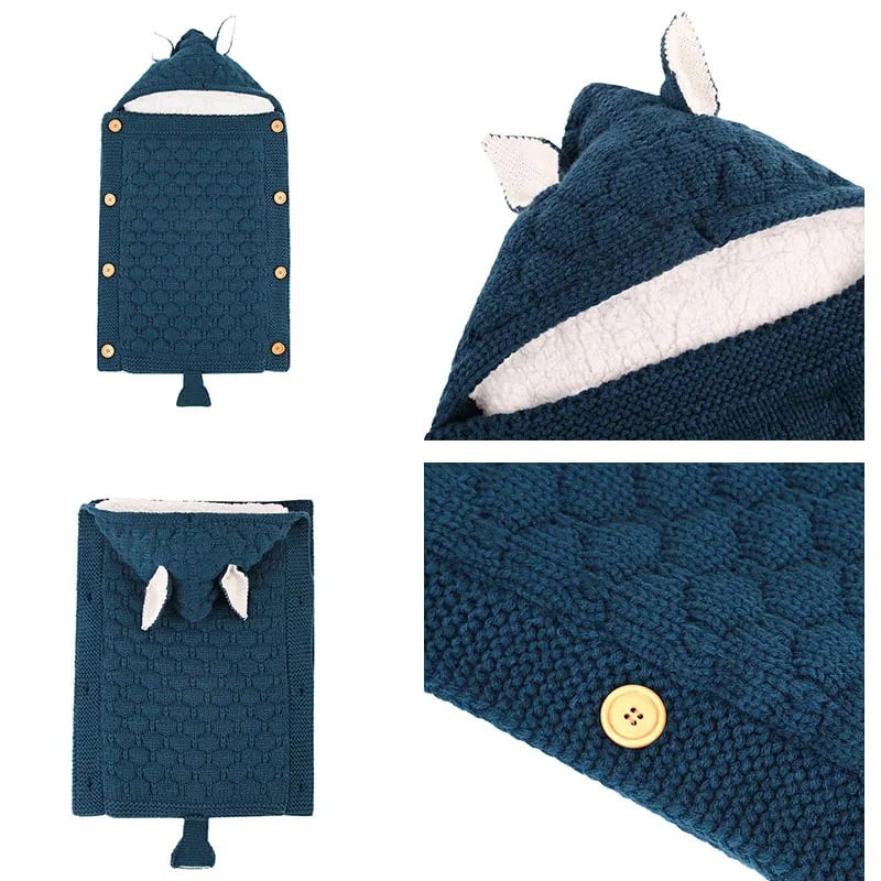 SACO DORMIR INVIERNO TEJIDO CON CAPUCHA SUAVE BEBE LAU - 4