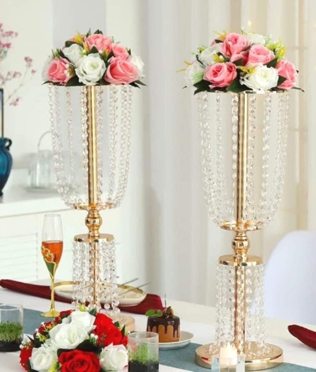 FLORERO ALTO DECORATIVO SOPORTE FLORES CENTRO MESA 62CM JHN - 10