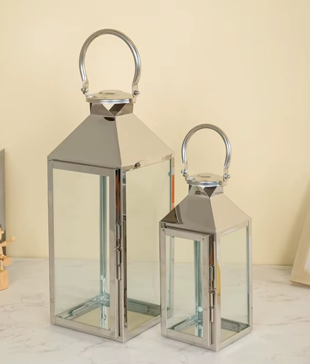 SET 2 PORTAVELAS FAROL COLGANTE DECORATIVO RECTANGULAR JHN - 2