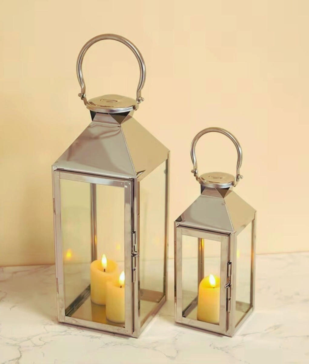 SET 2 PORTAVELAS FAROL COLGANTE DECORATIVO RECTANGULAR JHN - 7