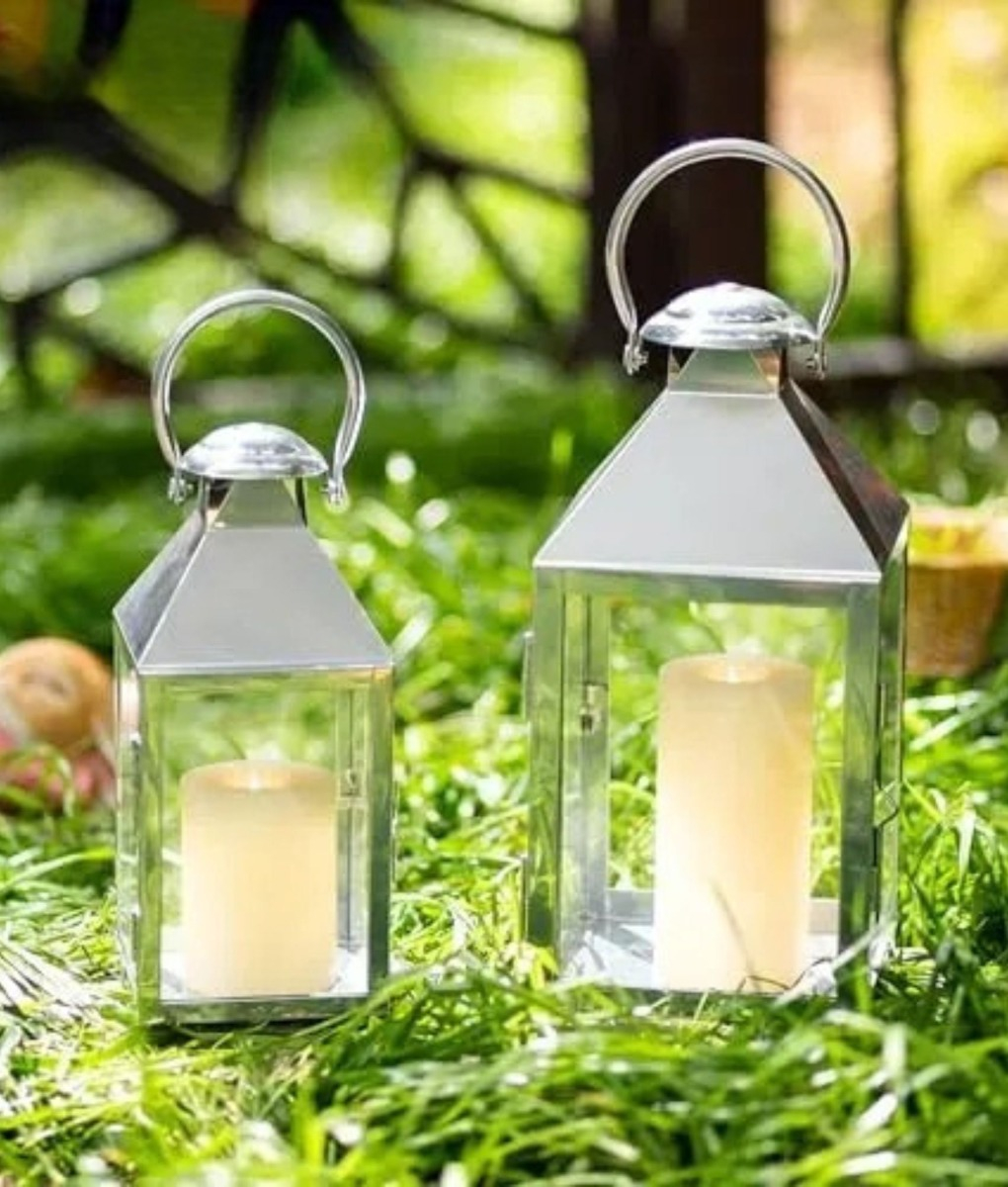 SET 2 PORTAVELAS FAROL COLGANTE DECORATIVO RECTANGULAR JHN - 8