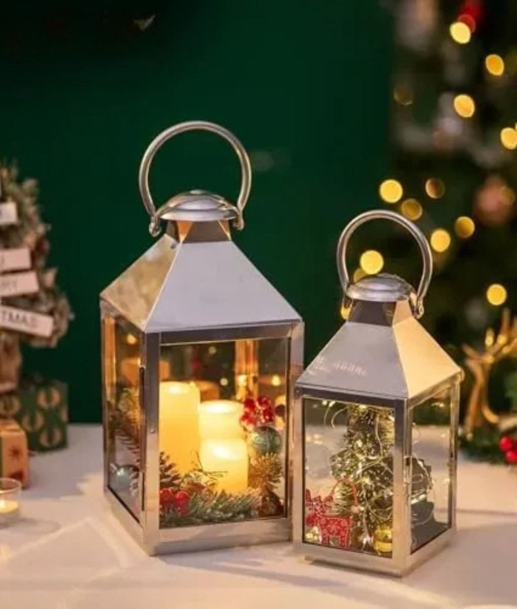 SET 2 PORTAVELAS FAROL COLGANTE DECORATIVO RECTANGULAR JHN - 10
