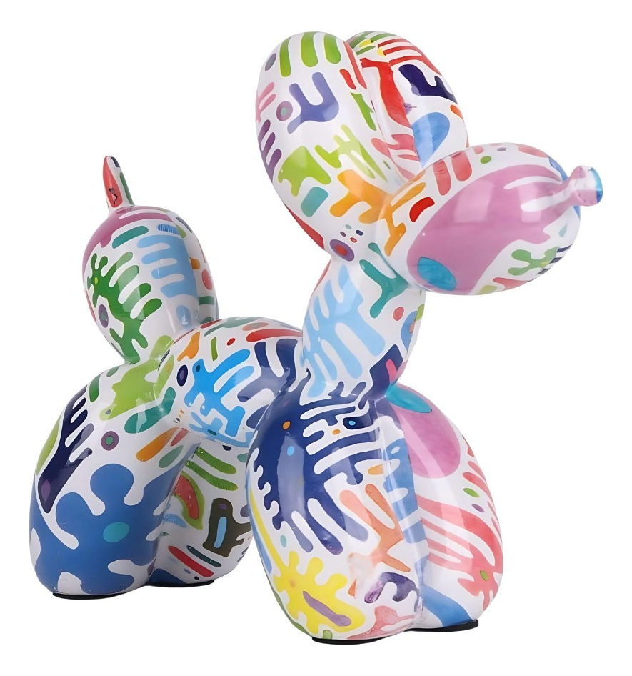 FIGURA DECORATIVA PERRO GLOBO GRAFFITI ESTATUA HOGAR JHN - 3
