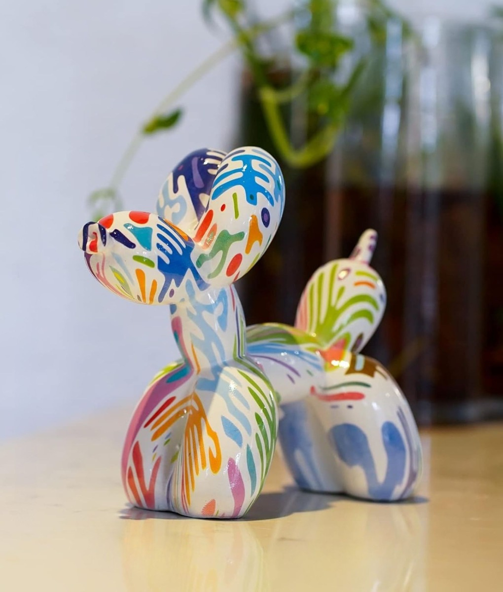 FIGURA DECORATIVA PERRO GLOBO GRAFFITI ESTATUA HOGAR JHN - 9