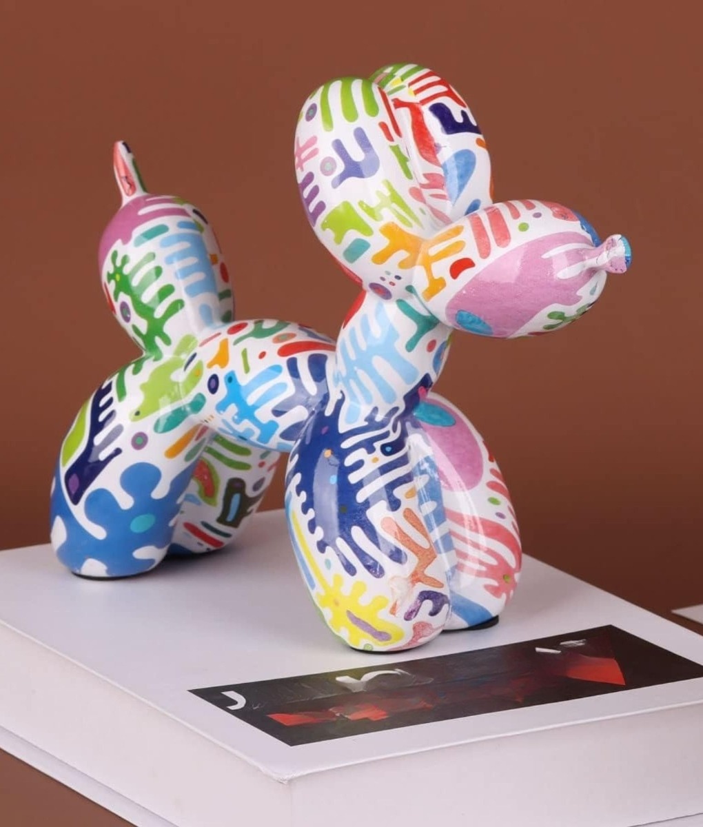 FIGURA DECORATIVA PERRO GLOBO GRAFFITI ESTATUA HOGAR JHN - 10