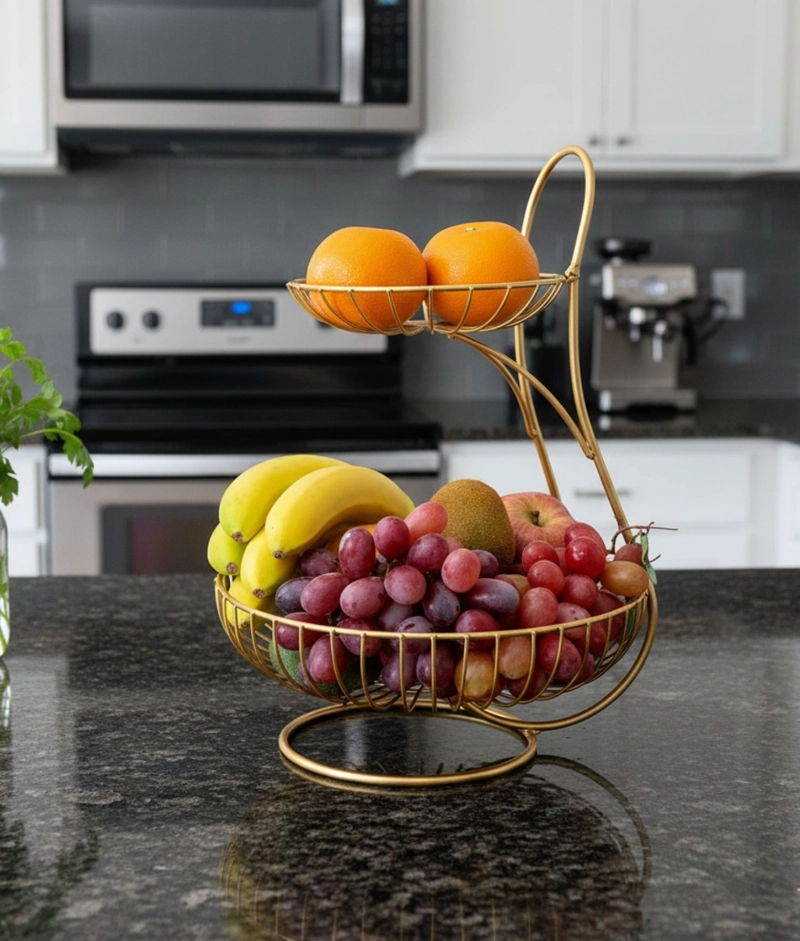 FRUTERO DECORATIVO CESTO FRUTAS DOS NIVELES MOSTRADOR JHN - 7