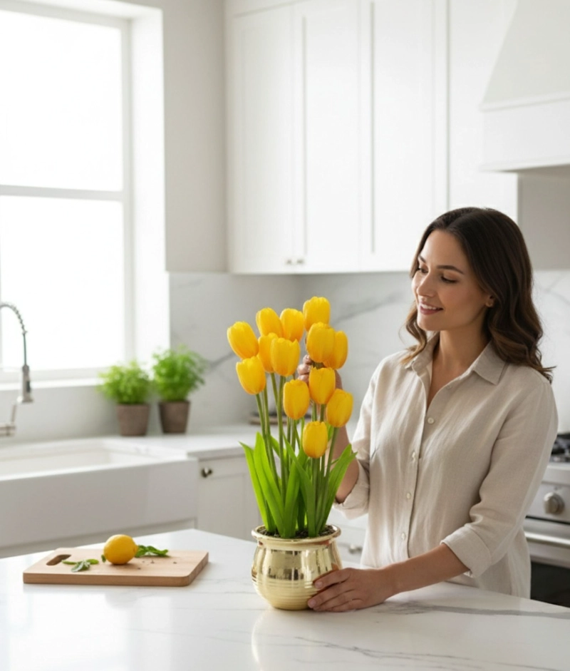 PLANTA ARTIFICIAL DECORATIVA TULIPANES ADORNO HOGAR JHN - 5