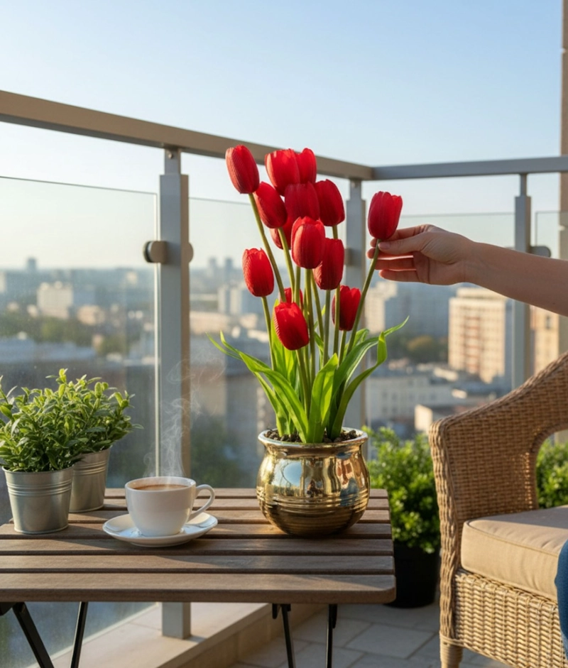 PLANTA ARTIFICIAL DECORATIVA TULIPANES ADORNO HOGAR JHN - 6