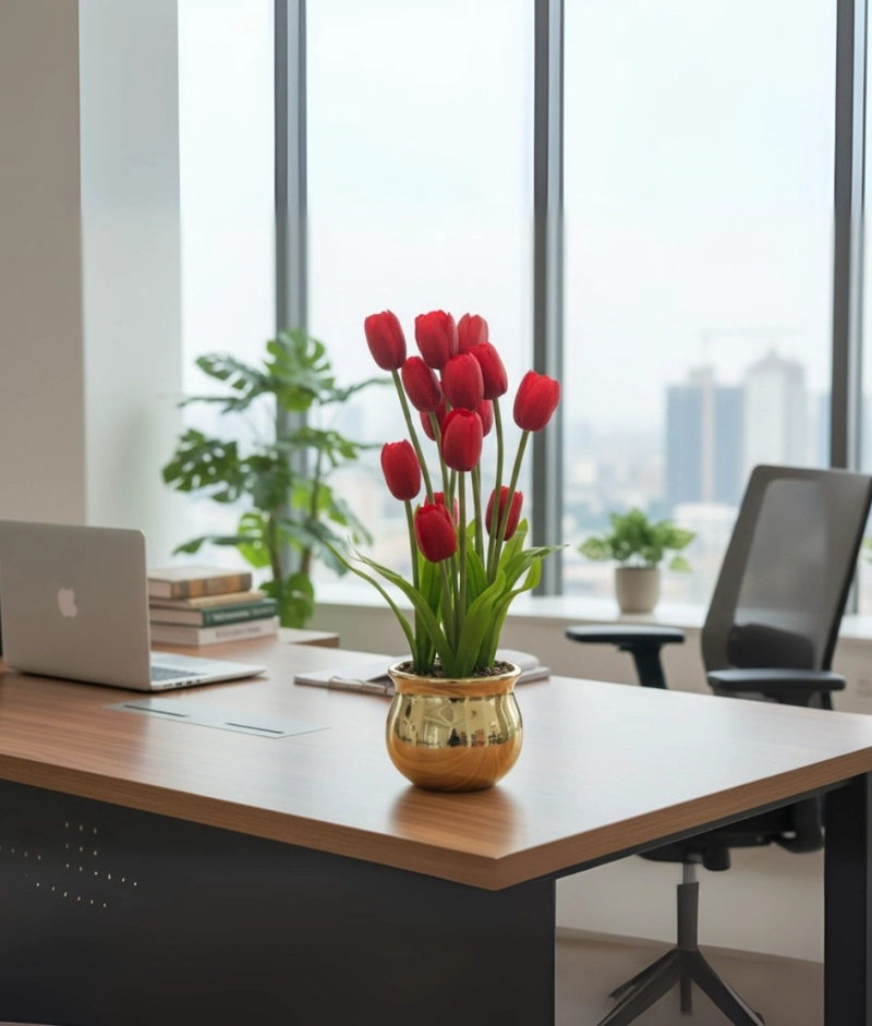 PLANTA ARTIFICIAL DECORATIVA TULIPANES ADORNO HOGAR JHN - 10