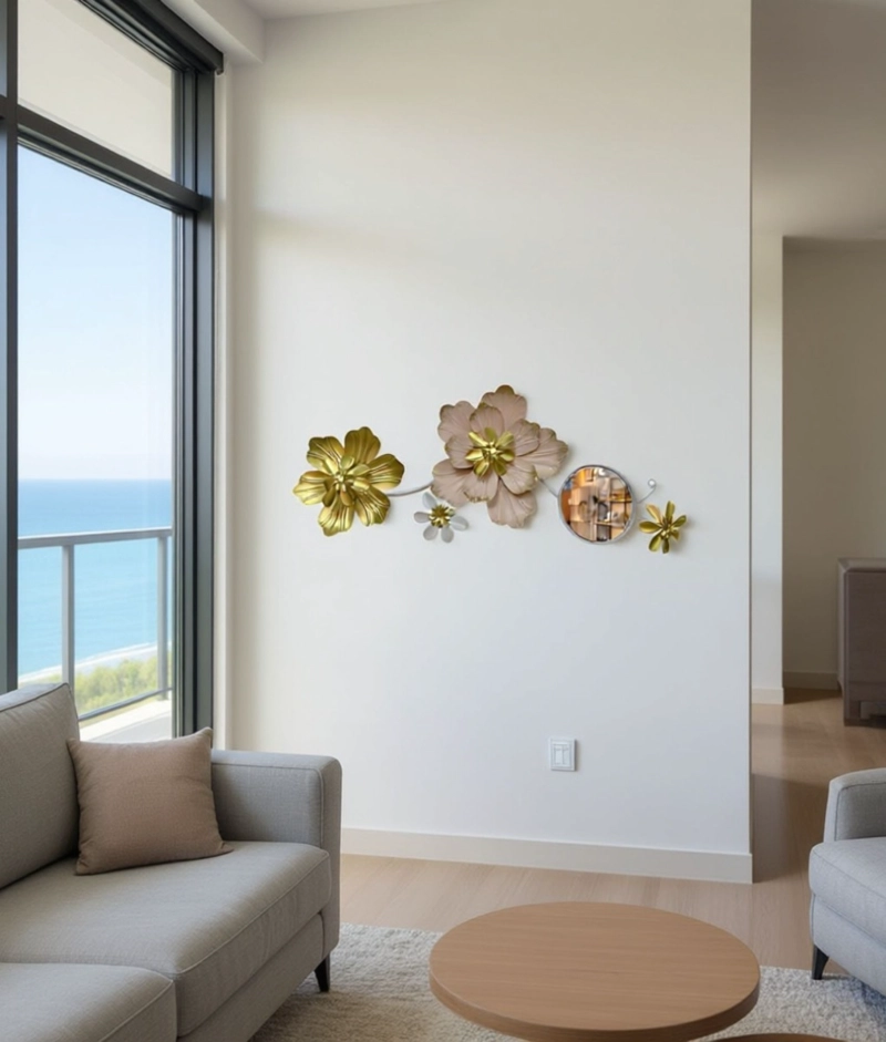 ESPEJO DECORATIVO PARED ADORNO VERSATIL FLORES HOGAR JHN - 7