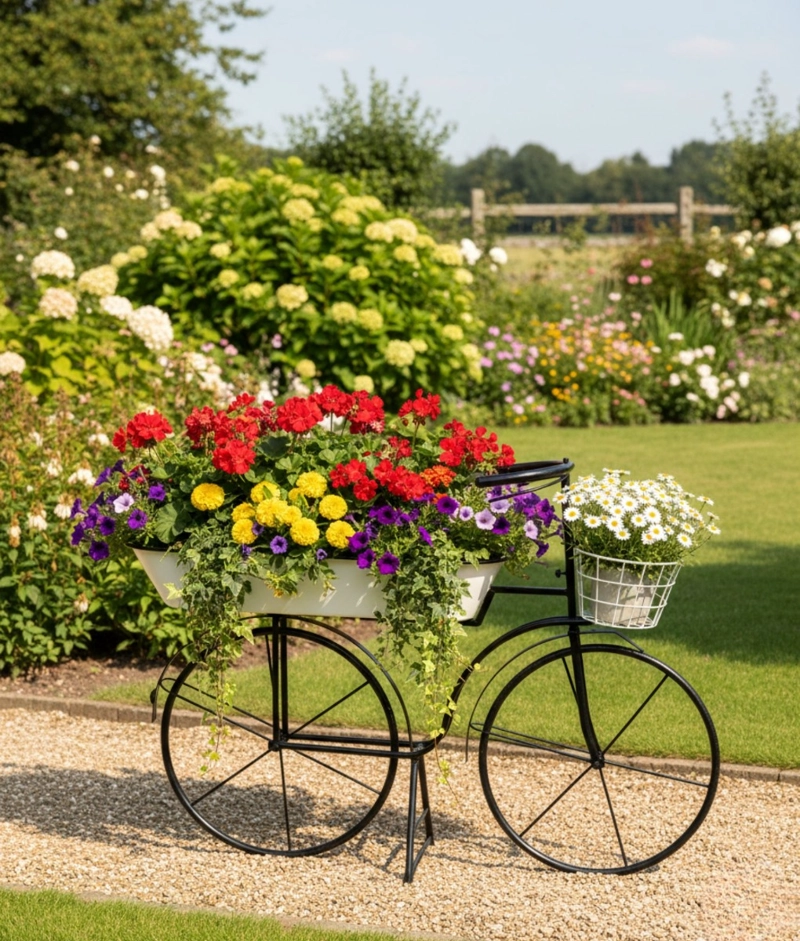 PORTA MACETAS DECORATIVO BICICLETA CLASICA ELEGANTE JHN - 7