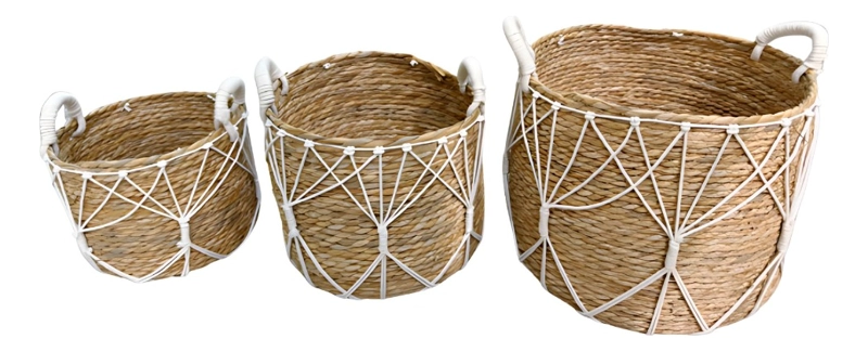 SET 3 CANASTOS ALMACENAMIENTO NATURAL DECORATIVOS HOGAR JHN - 1