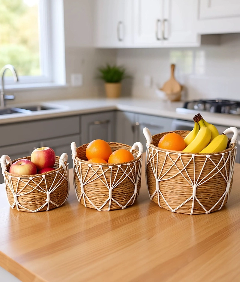 SET 3 CANASTOS ALMACENAMIENTO NATURAL DECORATIVOS HOGAR JHN - 2