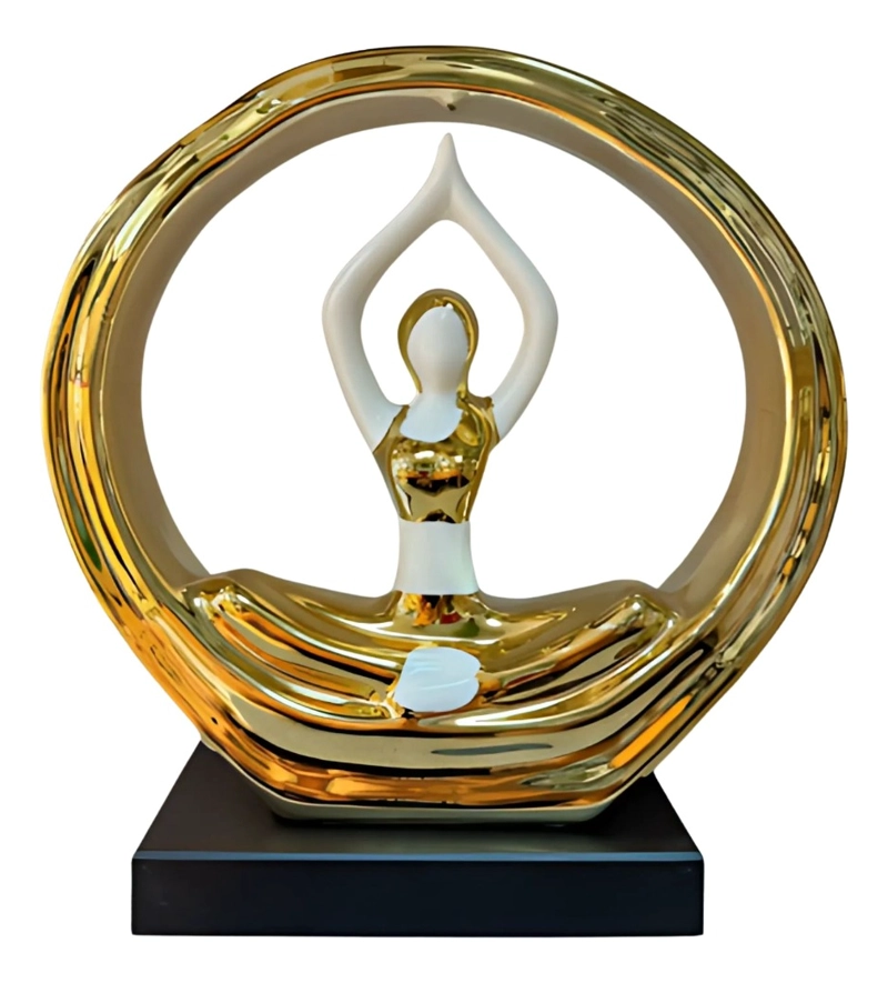 FIGURA DECORATIVA ESTATUA MUJER POSTURA YOGA ADORNO JHN - 1