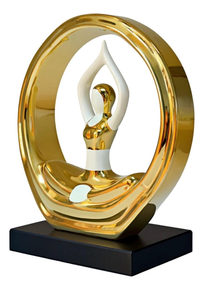 FIGURA DECORATIVA ESTATUA MUJER POSTURA YOGA ADORNO JHN - 3