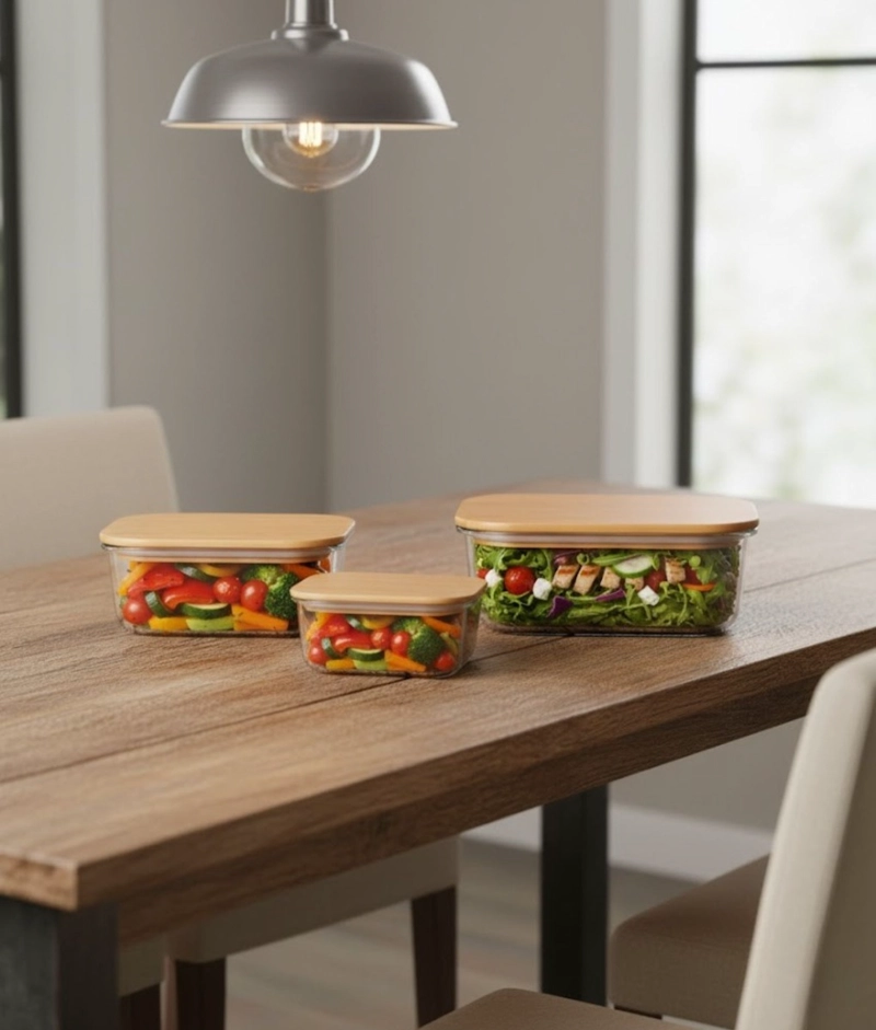 JUEGO 3 BOWL ALMACENAMIENTO TAPA RECIPIENTE ORGANIZADOR JHN - 6