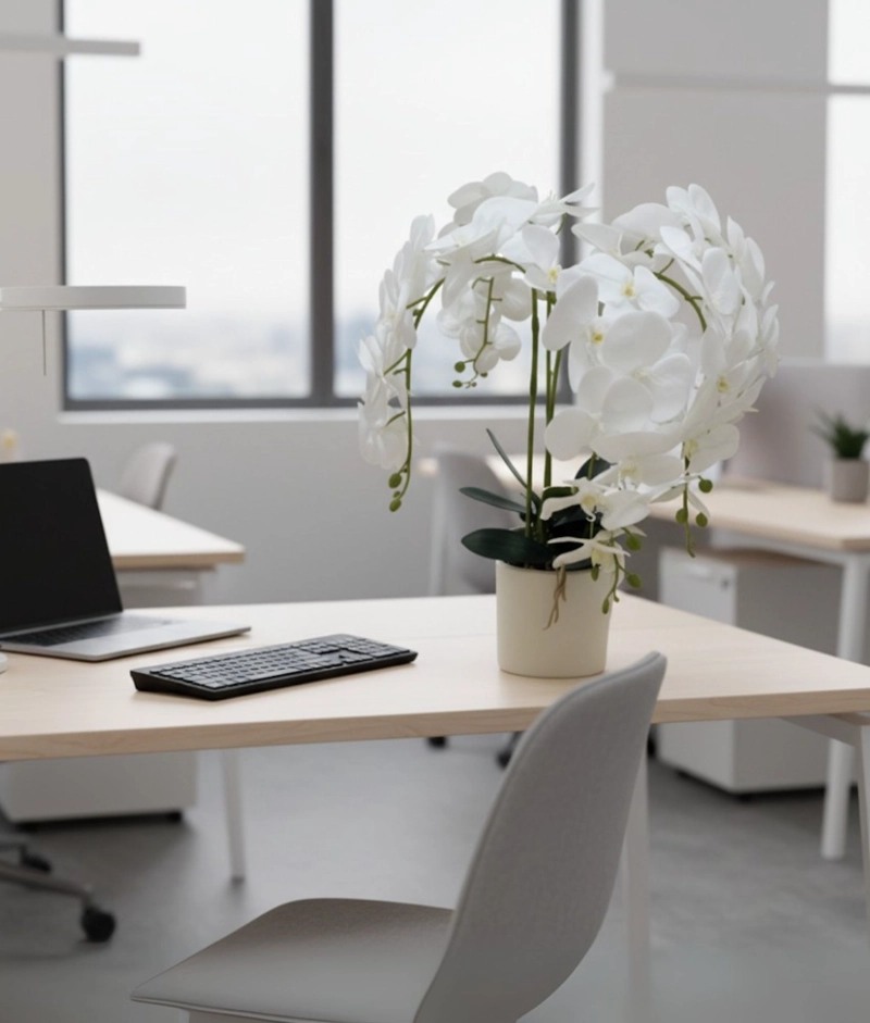 PLANTA ARTIFICIAL DECORATIVA ORQUIDEA BLANCA REALISTA JHN - 8