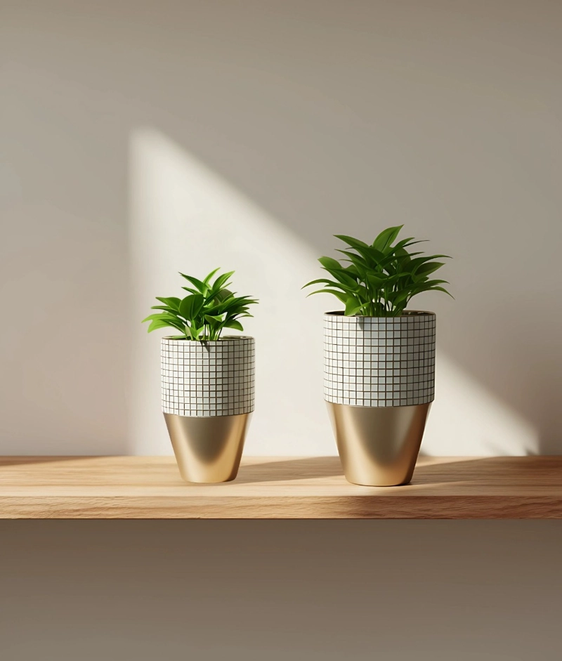 SET 2 MACETA DECORATIVA DISEÑO SOFISTICADO VERSATIL JHN - 7