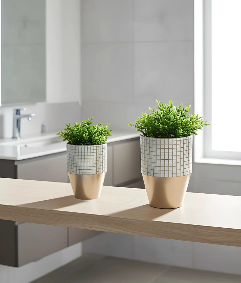 SET 2 MACETA DECORATIVA DISEÑO SOFISTICADO VERSATIL JHN - 9