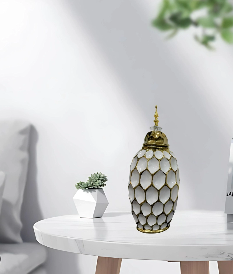 POTICHE JARRON DECORATIVO PATRON PANAL TEXTURA JHN - 6