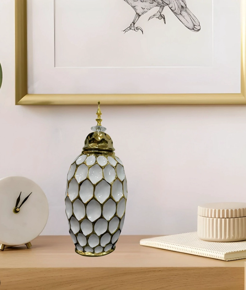 POTICHE JARRON DECORATIVO PATRON PANAL TEXTURA JHN - 7