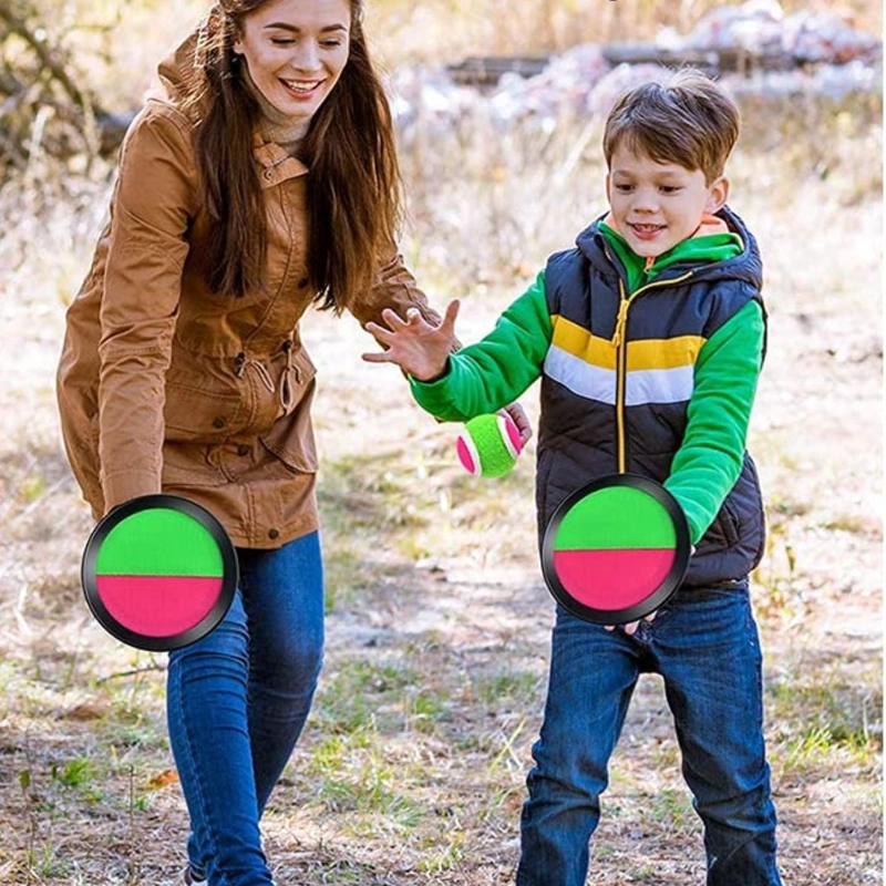 SET 2 JUGUETE DE PELOTA CON RAQUETA ATRAPA DIVERTIDO LAU - 5