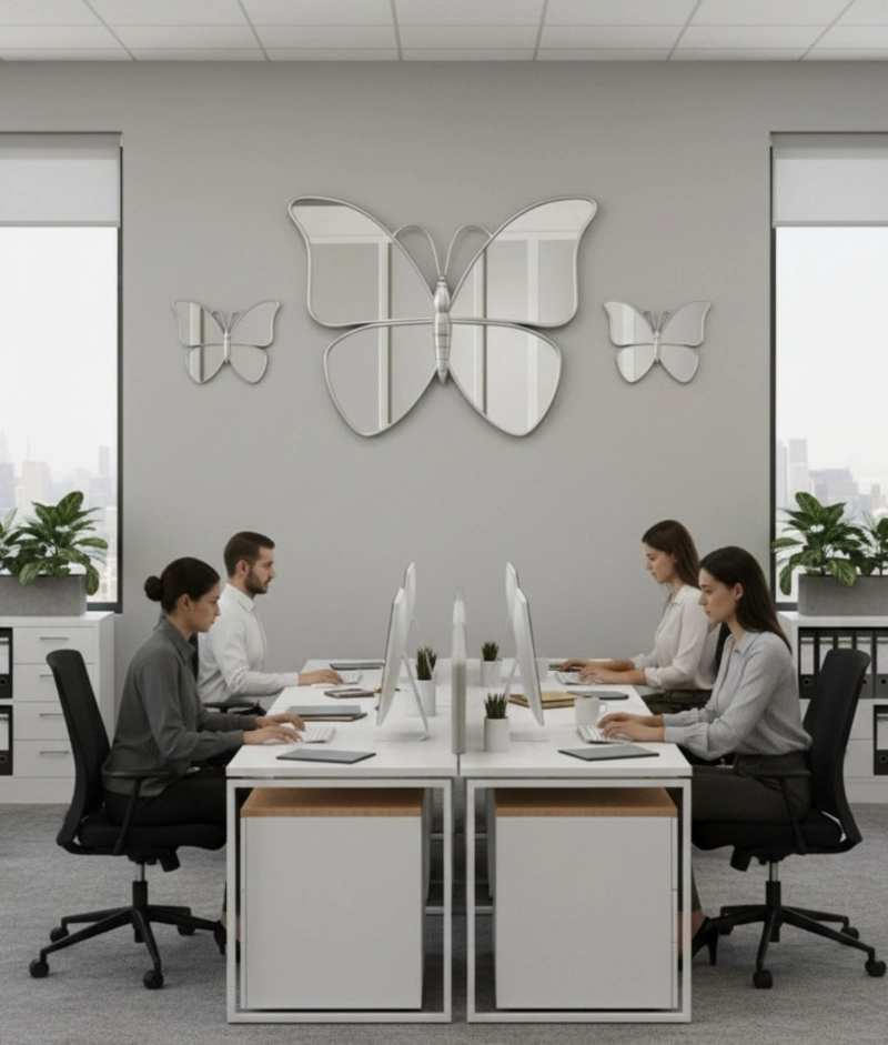SET 3 ESPEJO DECORATIVO PARED MARIPOSA FUNCIONAL HOGAR JHN - 5