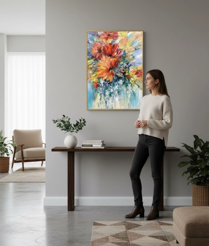 CUADRO DECORATIVO FLORAL ABSTRACTO ADORNO HOGAR PARED JHN - 6