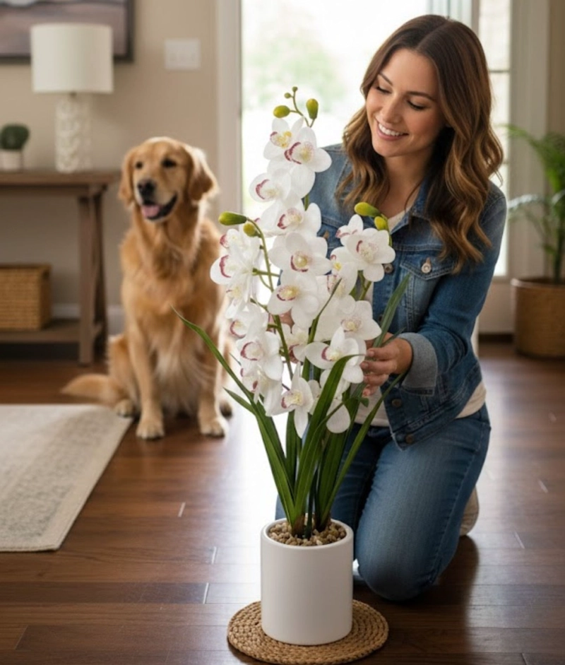 PLANTA ARTIFICIAL DECORATIVA ORQUIDEA ELEGANTE ADORNO JHN - 4