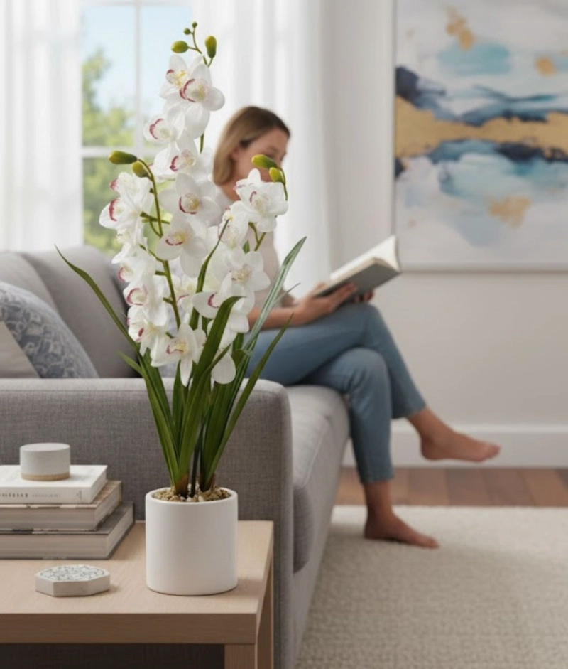 PLANTA ARTIFICIAL DECORATIVA ORQUIDEA ELEGANTE ADORNO JHN - 5
