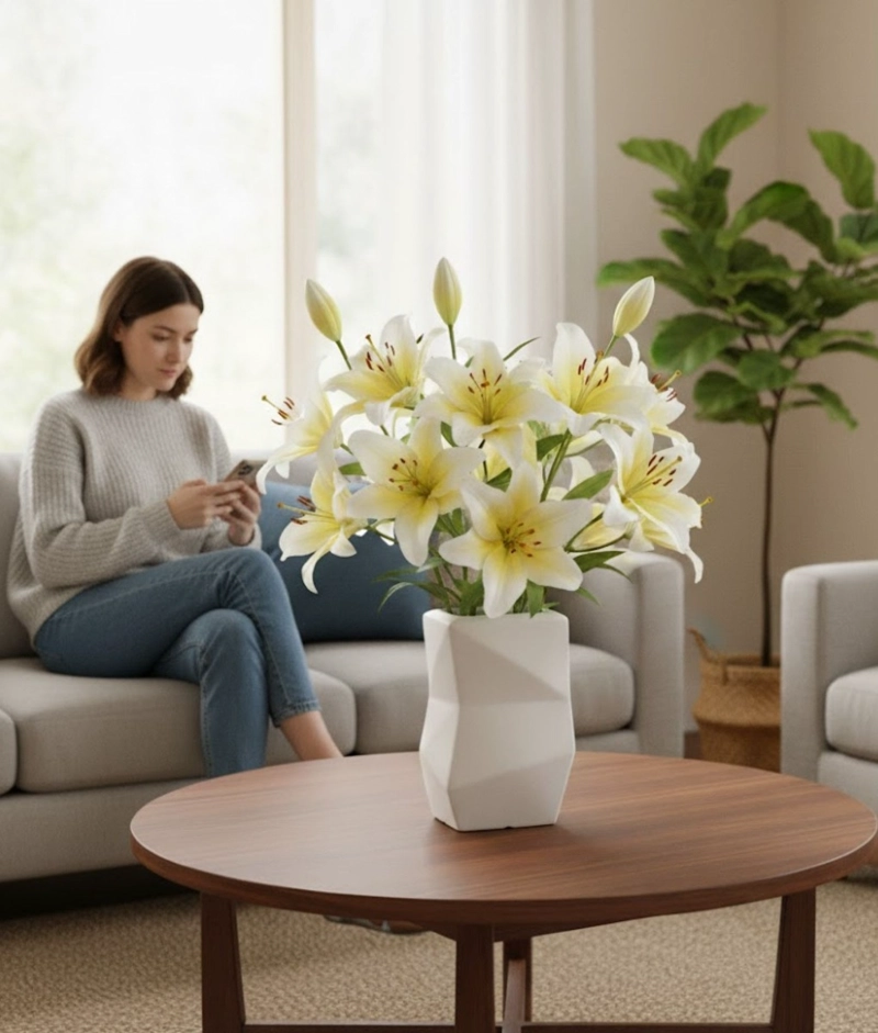 FLORERO DECORATIVO JARRON SILUETA ESCULTURAL MODERNO JHN - 5
