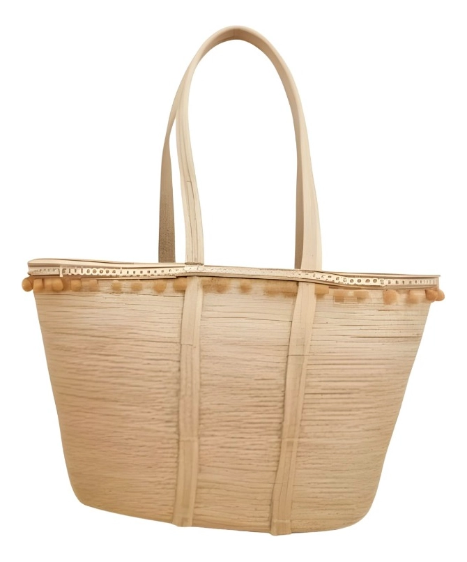 CARTERA MODERNA BOLSO CASUAL POMPONES ASAS LARGAS JHN - 1