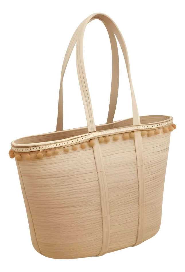 CARTERA MODERNA BOLSO CASUAL POMPONES ASAS LARGAS JHN - 3